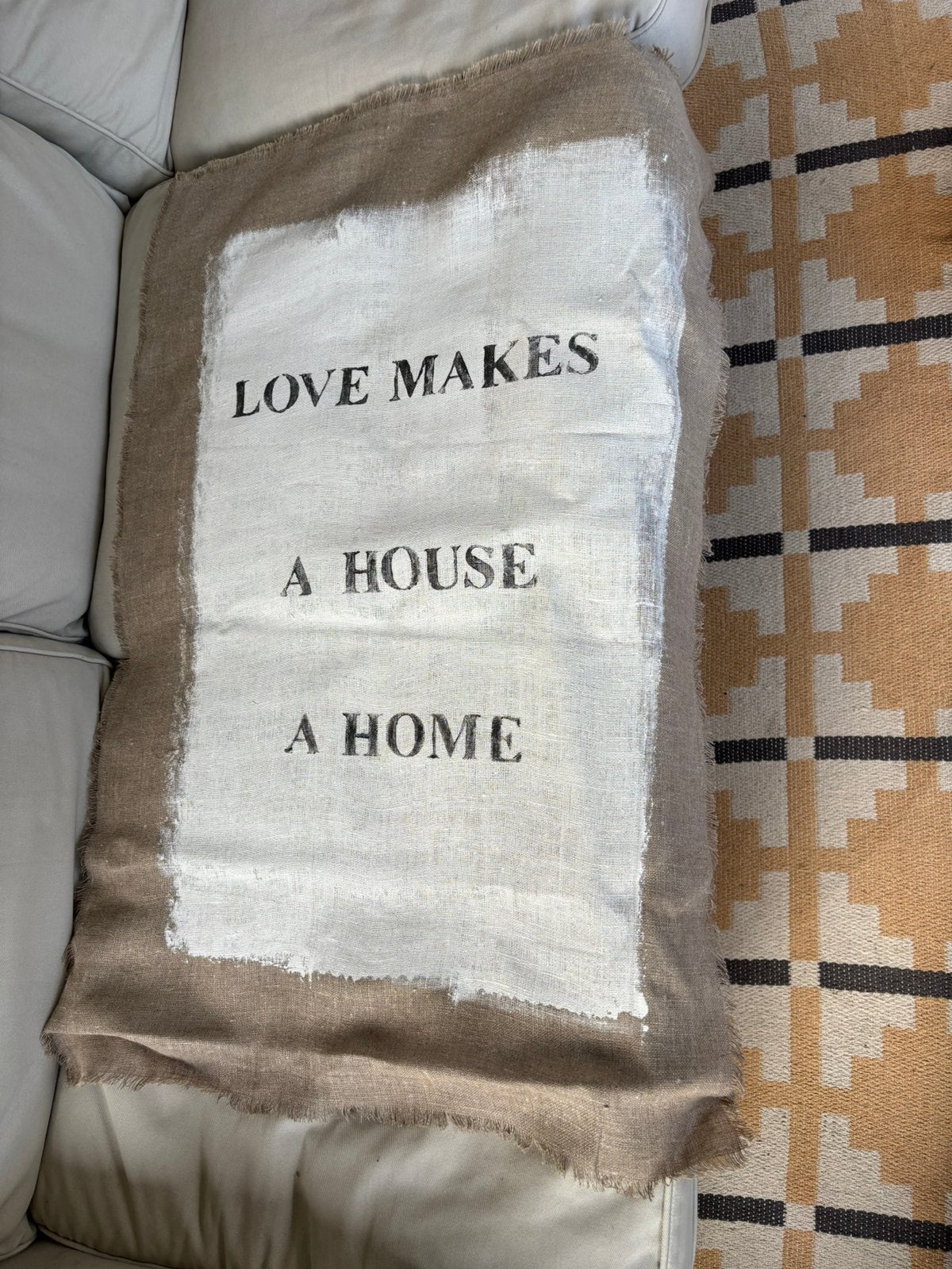 Linnen decoratiedoek beige – 95x65 cm, 65 cm, 95 cm, Overige typen, Nieuw