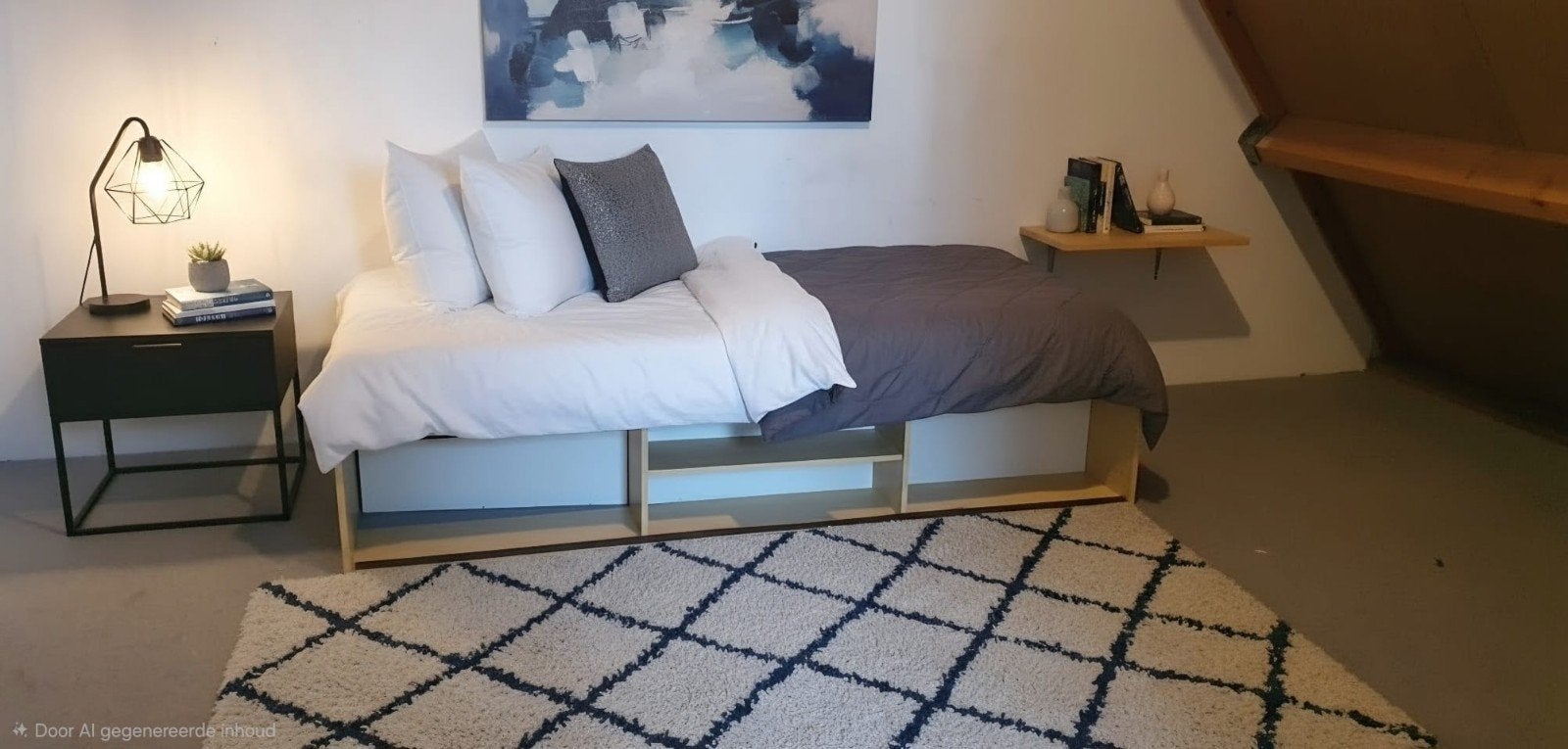 Eenpersoons ledikant met matras, lattenbodem en opbergruimte, Ophalen, Gebruikt, 90 cm, Eenpersoons