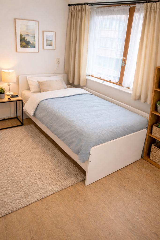 IKEA SLÄKT Bed (90x200)compleet met matras & lattenbodem, Ophalen, 90 cm, Eenpersoons, Wit
