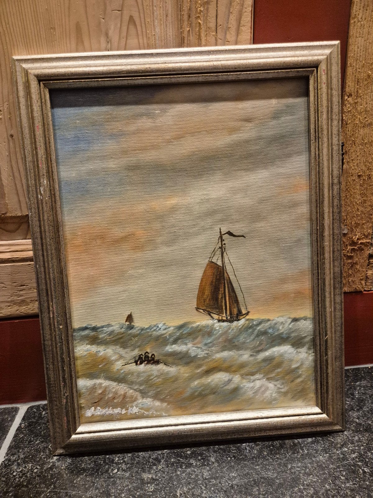 Maritiem schilderij, gesigneerd, ingelijst, Maritiem / water, Doek, Realistisch, Ophalen of Verzenden