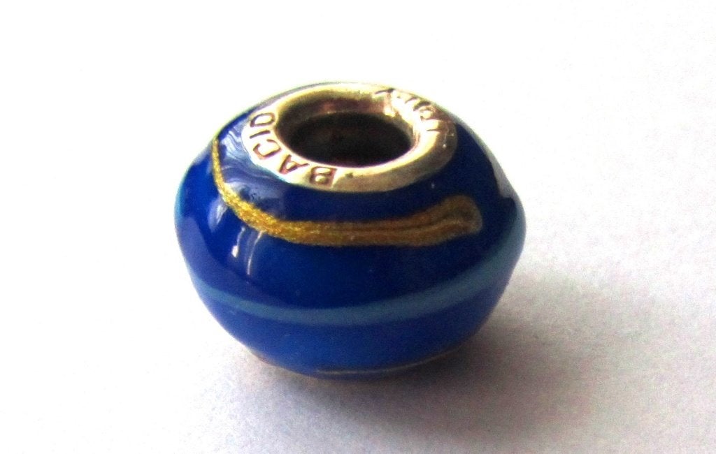 925 Sterling Zilveren BACIO ITALY Murano Glas kraal bedel, Verzenden, Zilver, Hanger