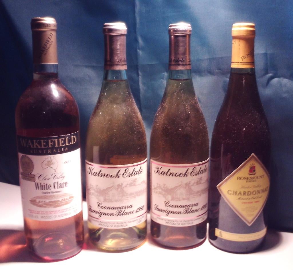 4 Prima Witte Australische Wijnen 1989/1992, Overige gebieden, Ophalen of Verzenden, Vol, Witte wijn