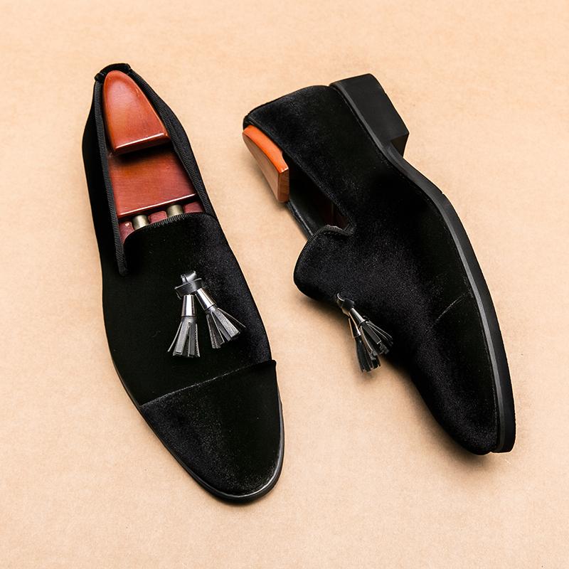 Zwarte kunst suede loafers heren mannen schoenen instappers, Verzenden, Nieuw, Zwart, Loafers