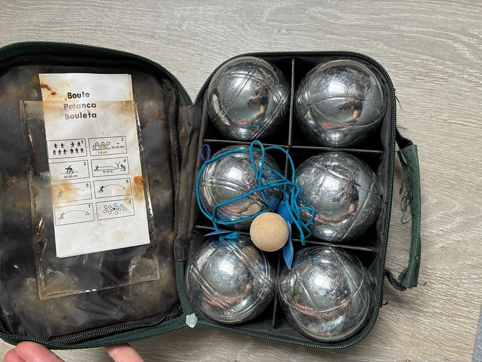 Petanque set met 6 ballen en but in handige draagtas, Sport en Fitness, Ophalen, Gebruikt