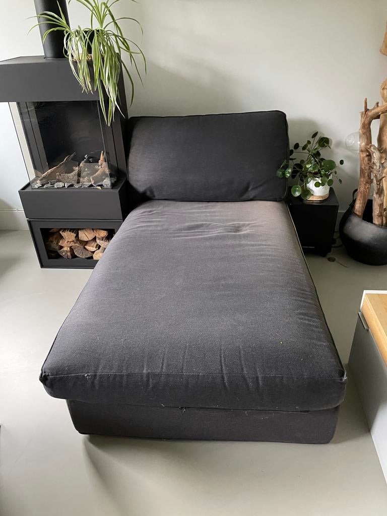 Comfortabele donkergrijze chaise longue, Huis en Inrichting, Banken | Sofa's en Chaises Longues, Gebruikt, Eenpersoons, Ophalen of Verzenden