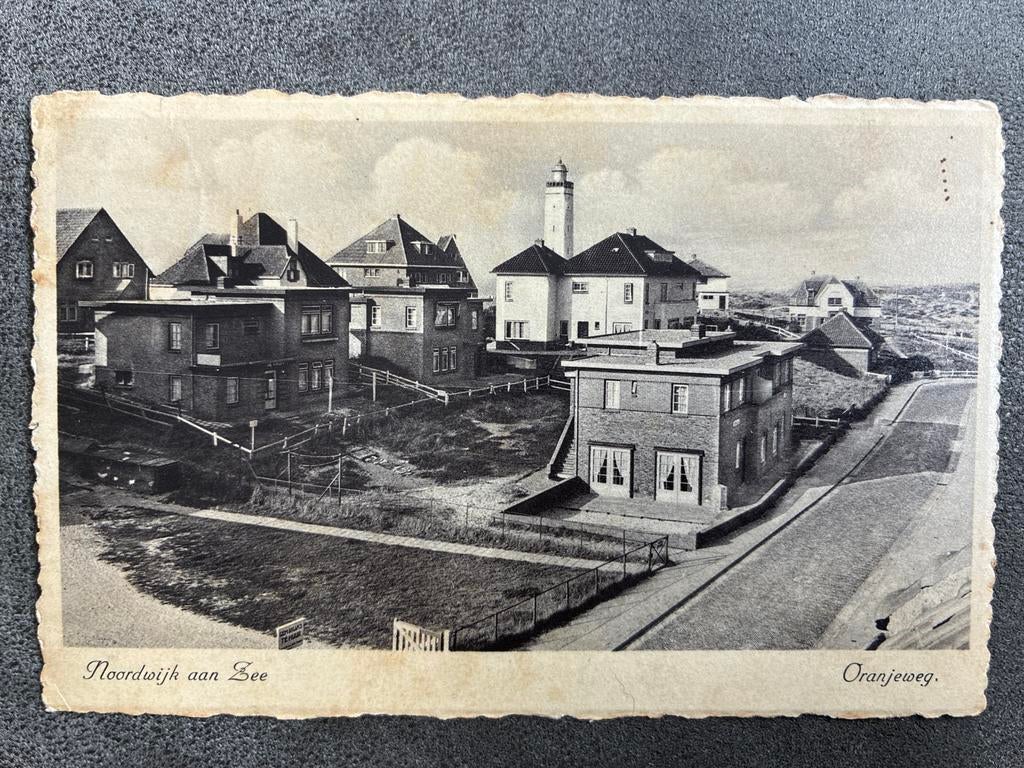Oude Ansichtkaart Noordwijk aan Zee Oranjeweg Vuurtoren, Verzamelen, Ophalen of Verzenden, 1920 tot 1940, Gelopen, Zuid-Holland