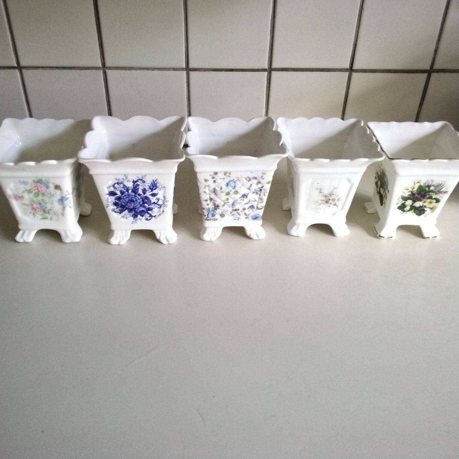 5 kleine Engelse bloempotjes/vaasjes( orchideeën), Ophalen of Verzenden