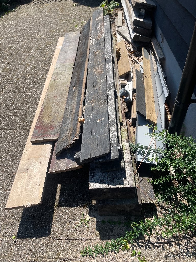 GRATIS: Hout verschillend 2 eiken bielzen, azobe planken, Ophalen, Minder dan 25 mm, Eiken, 250 tot 300 cm