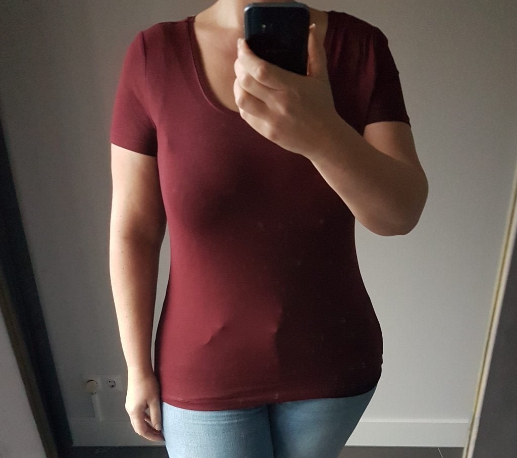 Shirt Rood Korte Mouw Ronde Hals L, H&M, Verzenden, Maat 42/44 (L), Nieuw