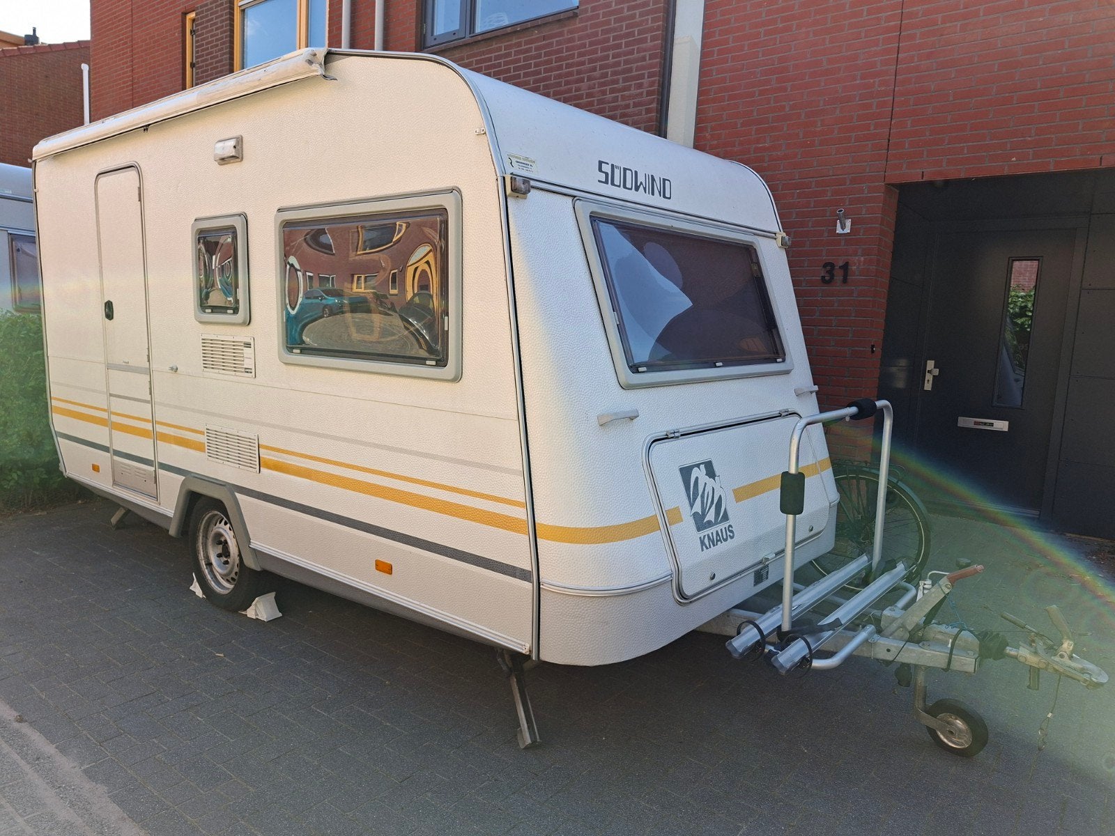 Knaus Südwind Caravan met Stapelbed en Fietsenrek, Caravans en Kamperen, Caravans, Gascomfoor, Dwars-stapelbed, Treinzit, 750 - 1000 kg