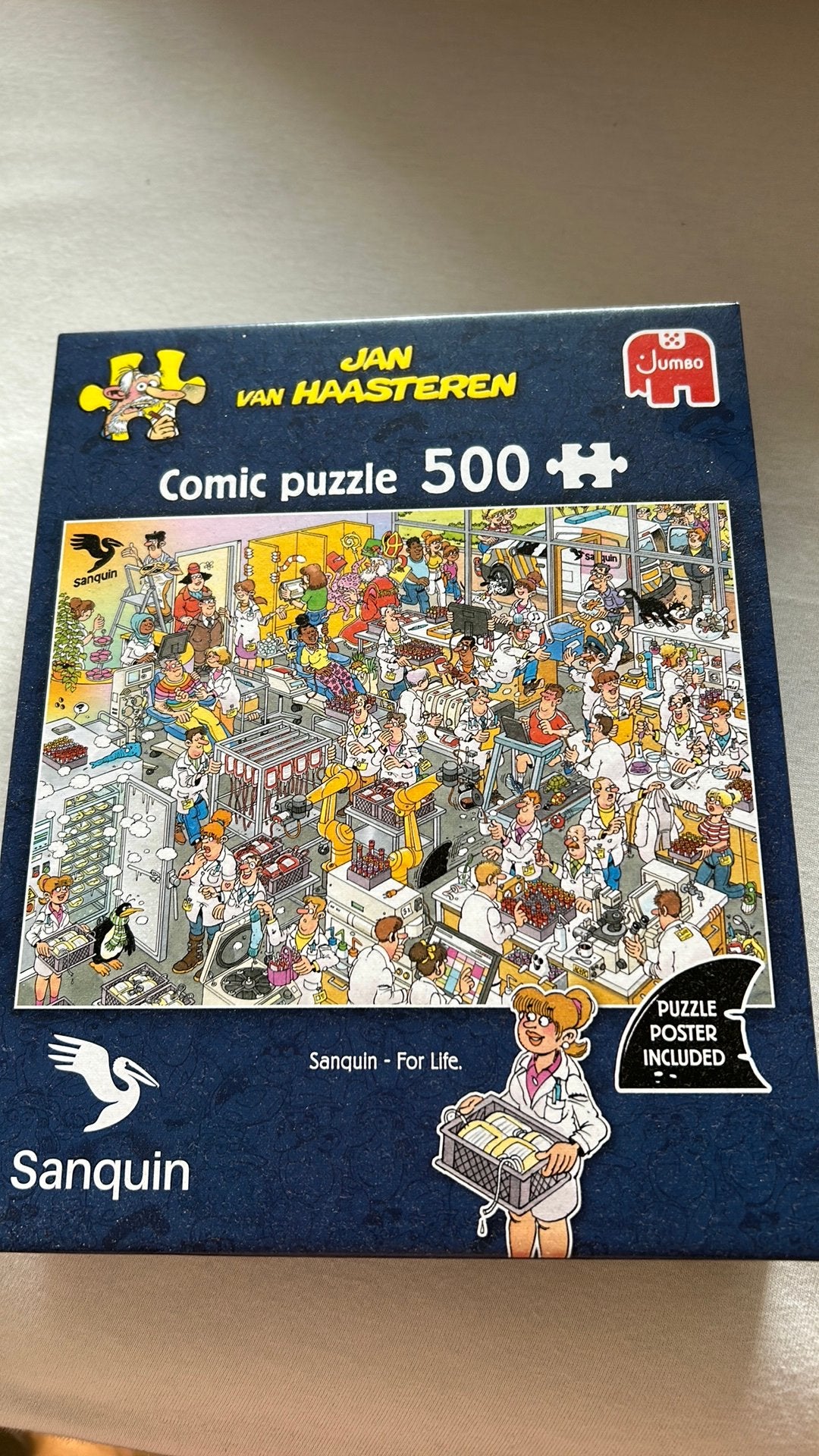 Jan van Haasteren Comic Puzzel 500 stukjes Sanquin, Hobby en Vrije tijd, Denksport en Puzzels, Ophalen, 500 t/m 1500 stukjes, Zo goed als nieuw