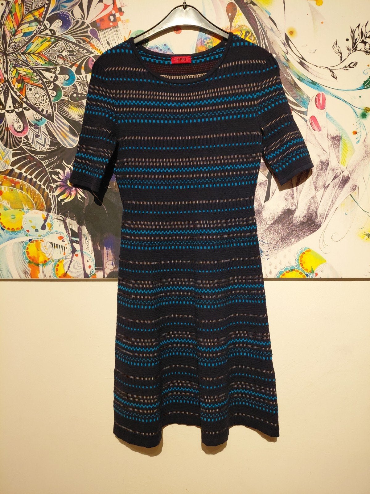 Prachtige Hugo Boss jurk maat S, Blauw, Ophalen of Verzenden, Zo goed als nieuw, Maat 36 (S)