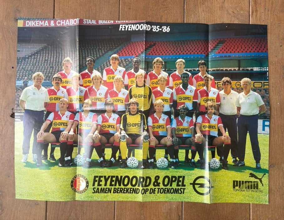 Feyenoord Elftal Poster 1985-1986 (50x70 cm), Gebruikt, Rechthoekig Liggend, Ophalen of Verzenden, Sport