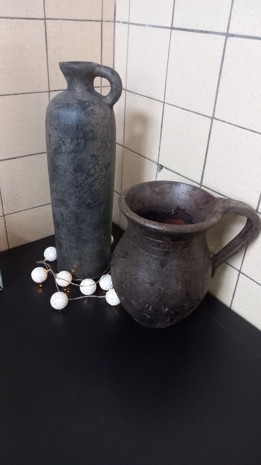 2 aardewerken vazen, Huis en Inrichting, Woonaccessoires | Vazen, Ophalen, Overige kleuren, Minder dan 50 cm, Glas