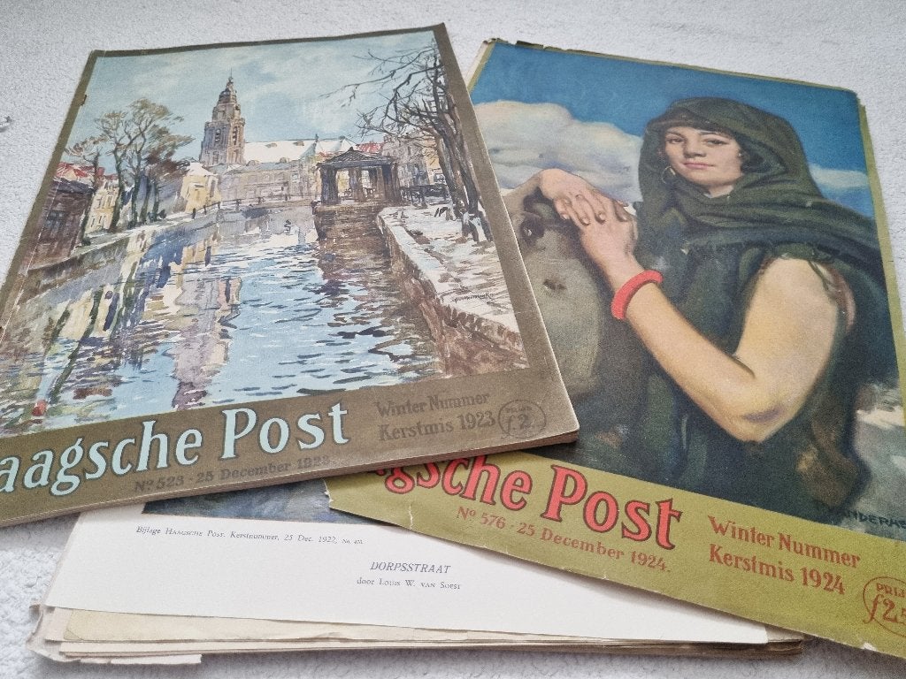 3x Vintage Haagsche Post Kerstnummers (1922, 1923 & 1925), Boeken, Ophalen of Verzenden, Gelezen, Krant