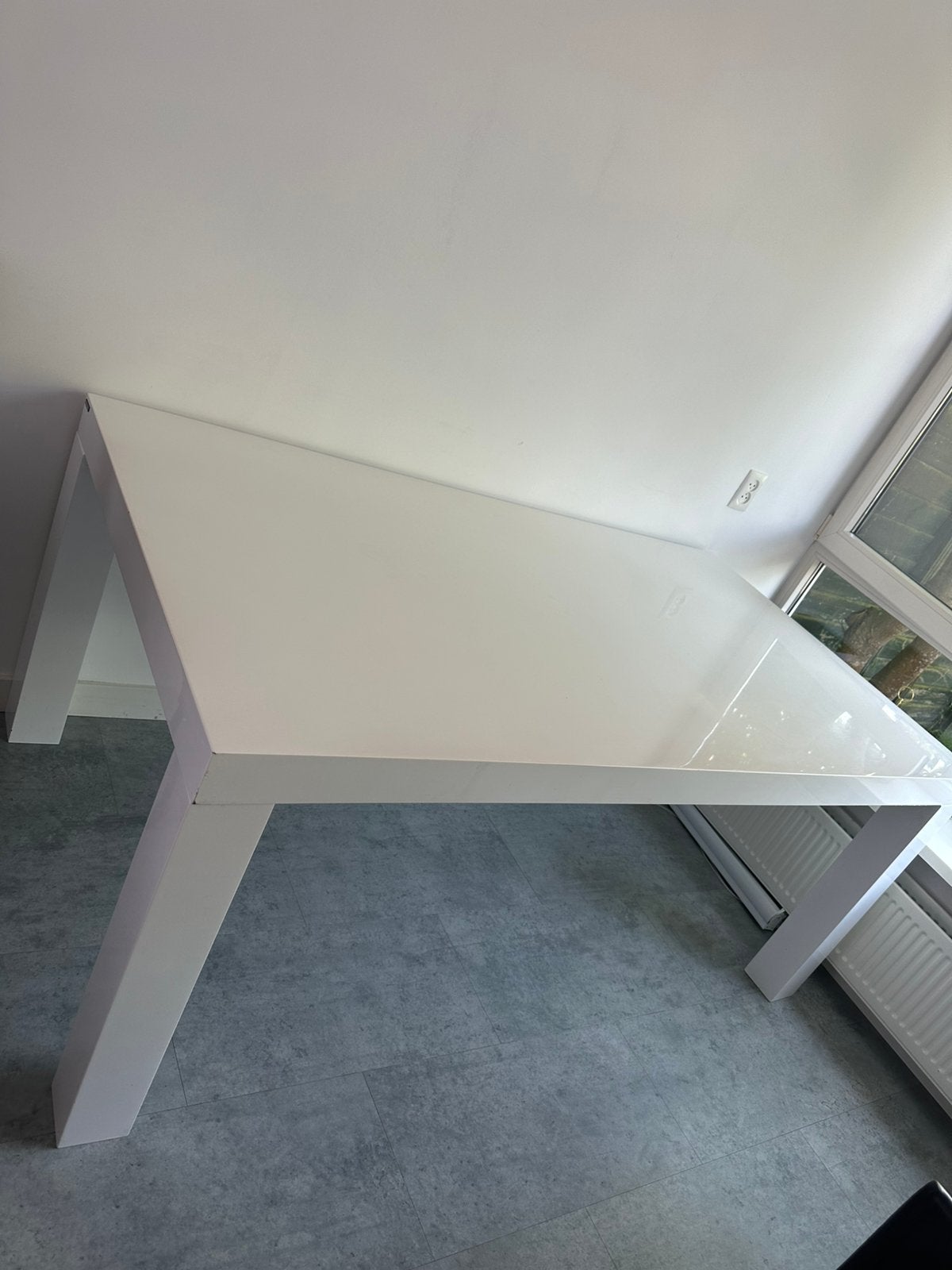 Hoogglans eettafel Cant Mobili witte kleur, Huis en Inrichting, Tafels | Eettafels, Gebruikt, Vijf personen of meer, 150 tot 200 cm