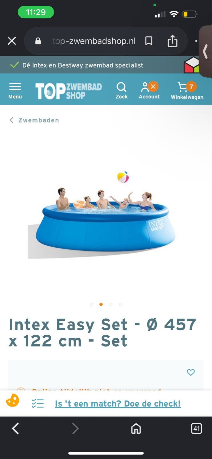 Intex Easy Set zwembad - Ø 457 x 122 cm incl ladder en pomp, Tuin en Terras, Zwembaden, Rond, Ophalen, 120 cm of meer, 300 cm of meer