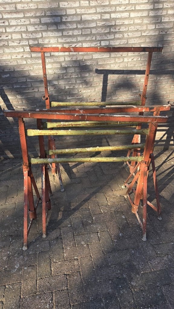 3 Stevige verstelbare stalen bouwschragen/steigerbokken, Ophalen, Gebruikt