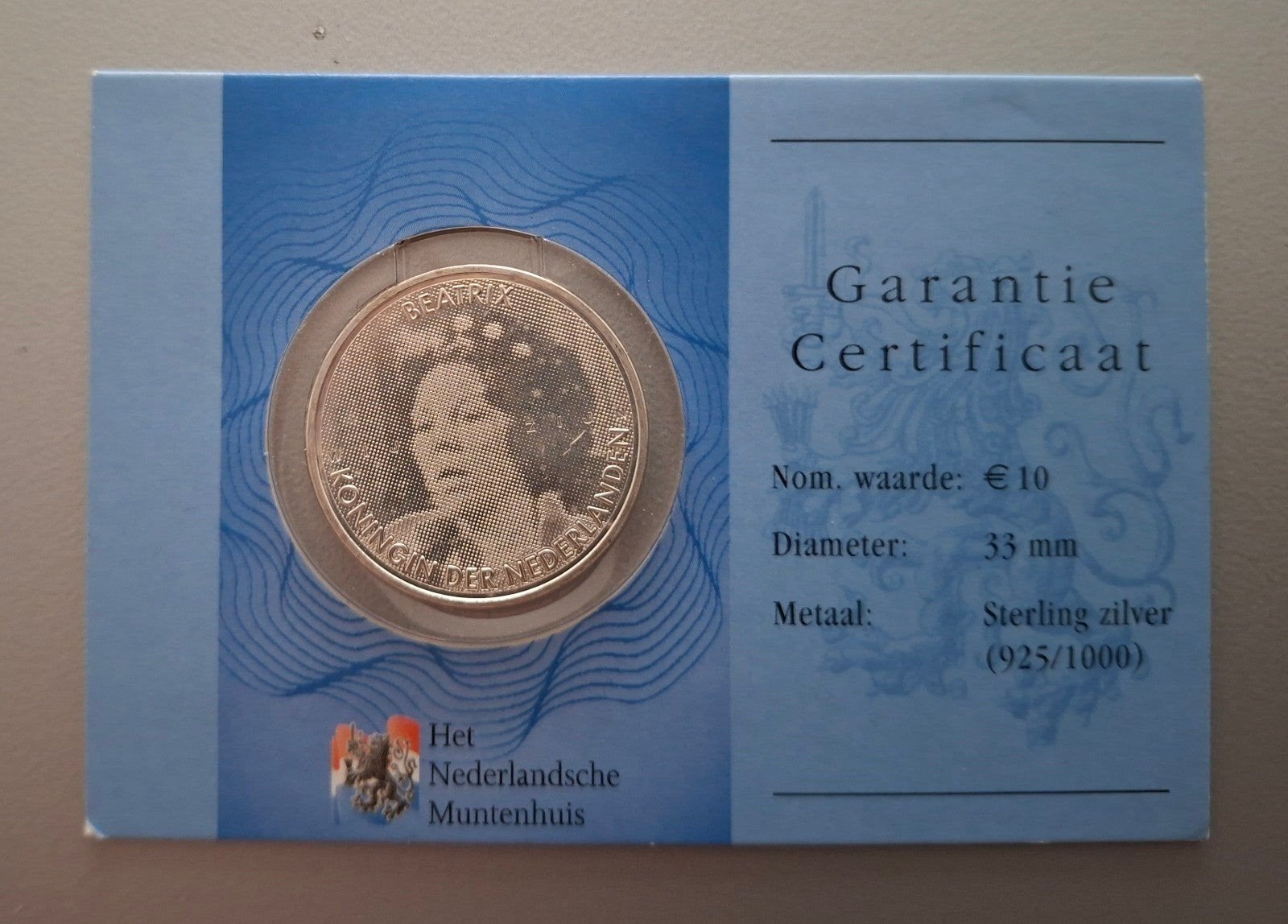 Zilveren 10 euro coincard Beatrix met garantiecertificaat, Verzenden, Koningin Beatrix, Zilver, Euro's