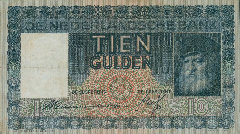 BANKBILJET 1933 : 10 GULDEN GRIJSAARD 1 RN 068311, Verzenden, 10 gulden, Los biljet