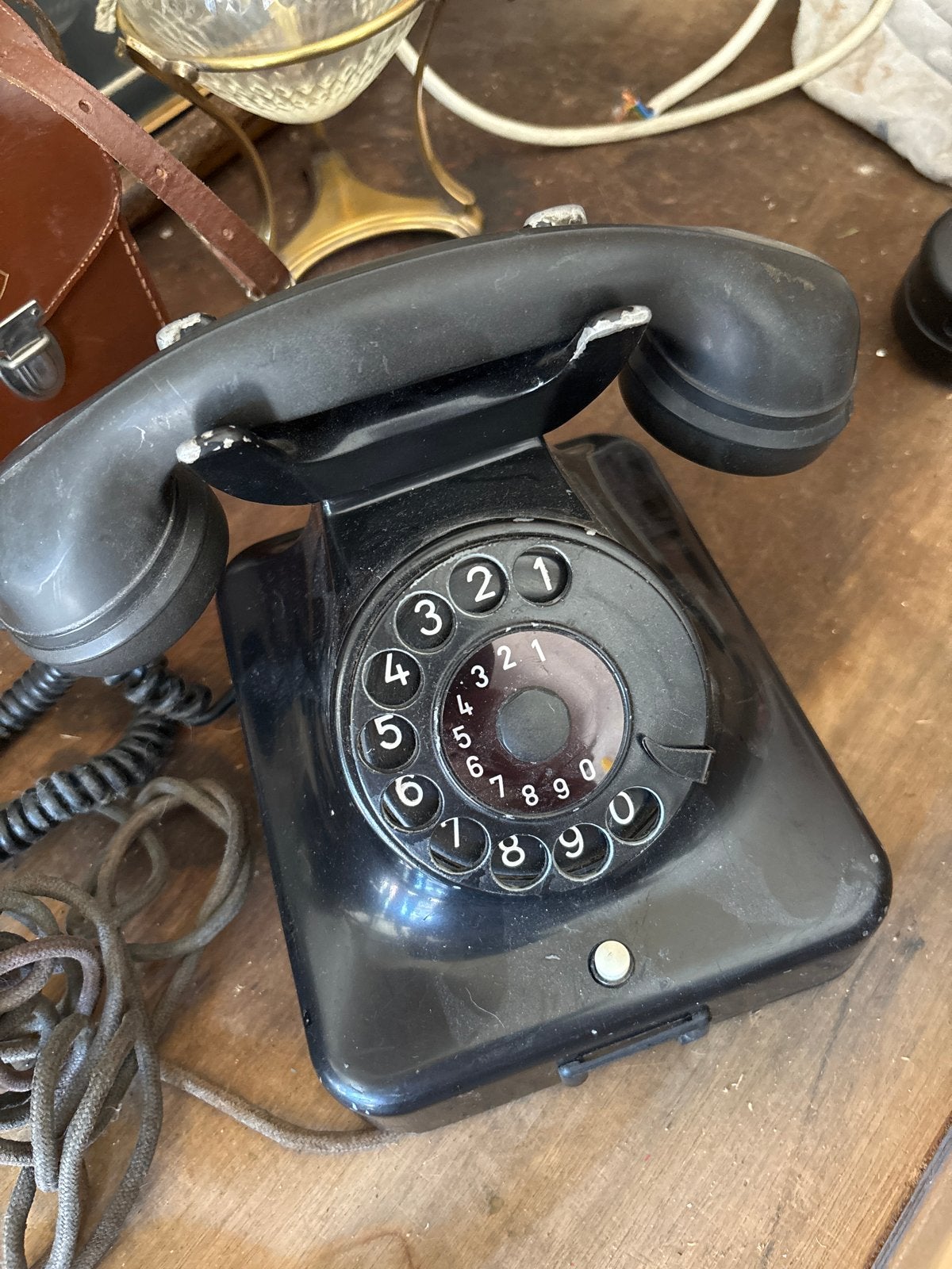 Vintage Draaischijf Telefoon - Zwart Bakeliet, Ophalen of Verzenden
