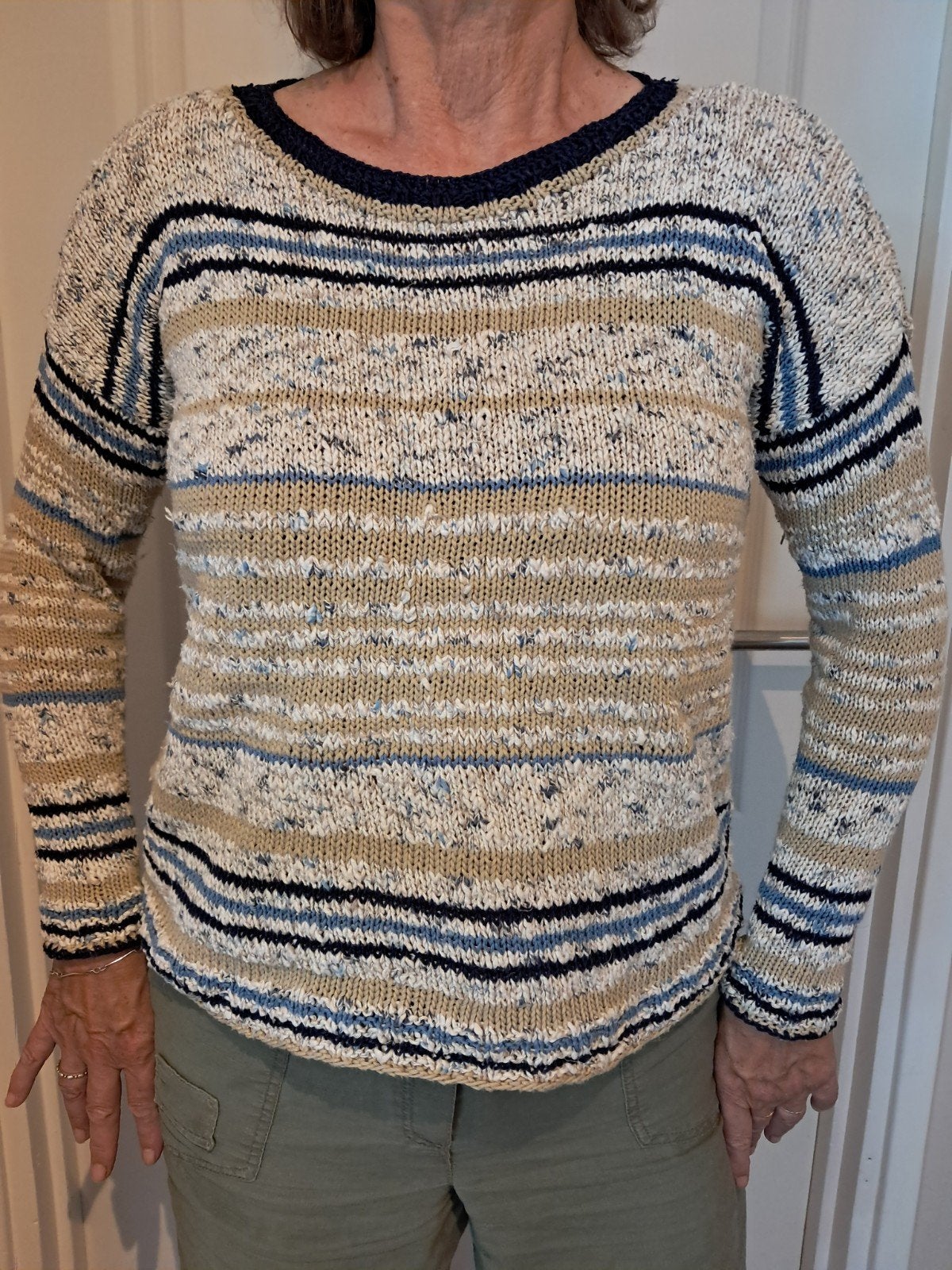 Handgebreide katoenen dames trui maat 38/ 40, Ophalen of Verzenden, Nieuw, Breien, Naald