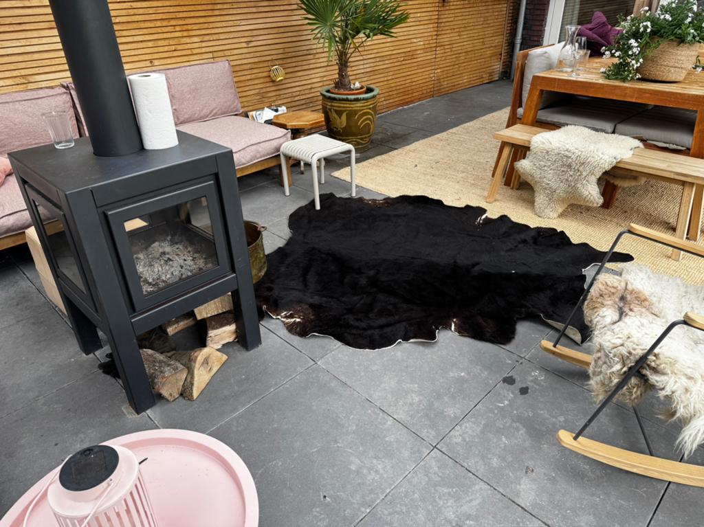Koeien vloerkleed zwart bruin 200 x 160 cm, Huis en Inrichting, Stoffering | Tapijten en Kleden, Zwart, 150 tot 200 cm, 200 cm of meer