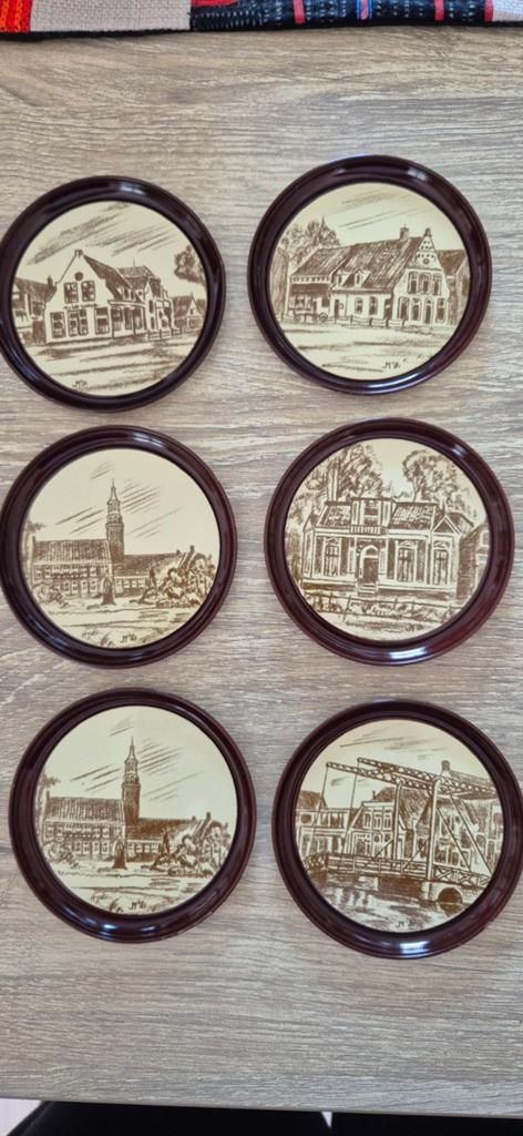Set van 7 metalen onderzetters met afbeeldingen Hoogeveen, Ophalen of Verzenden