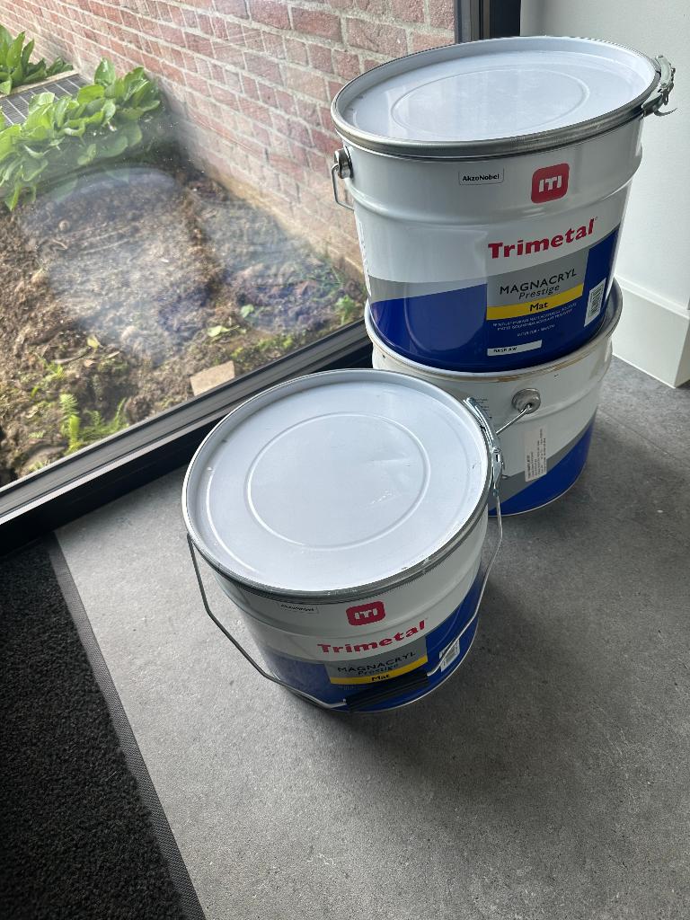 Trimetal Magnacryl Prestige Mat rijks grijs  3X10 ltr. NIEUW, Ophalen, Nieuw, Grijs, Verf