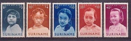Suriname NVPH nr 398/402 postfris Kinderpostzegels 1963, Ophalen of Verzenden, Postfris