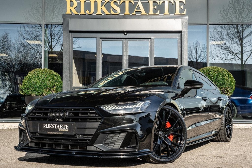 Audi A7 50 TFSI E Quattro S-LINE|MAXTON|B&O|MATRIX|21''|360, Auto's, Audi, Gebruikt, 4 cilinders, Zwart, Bedrijf