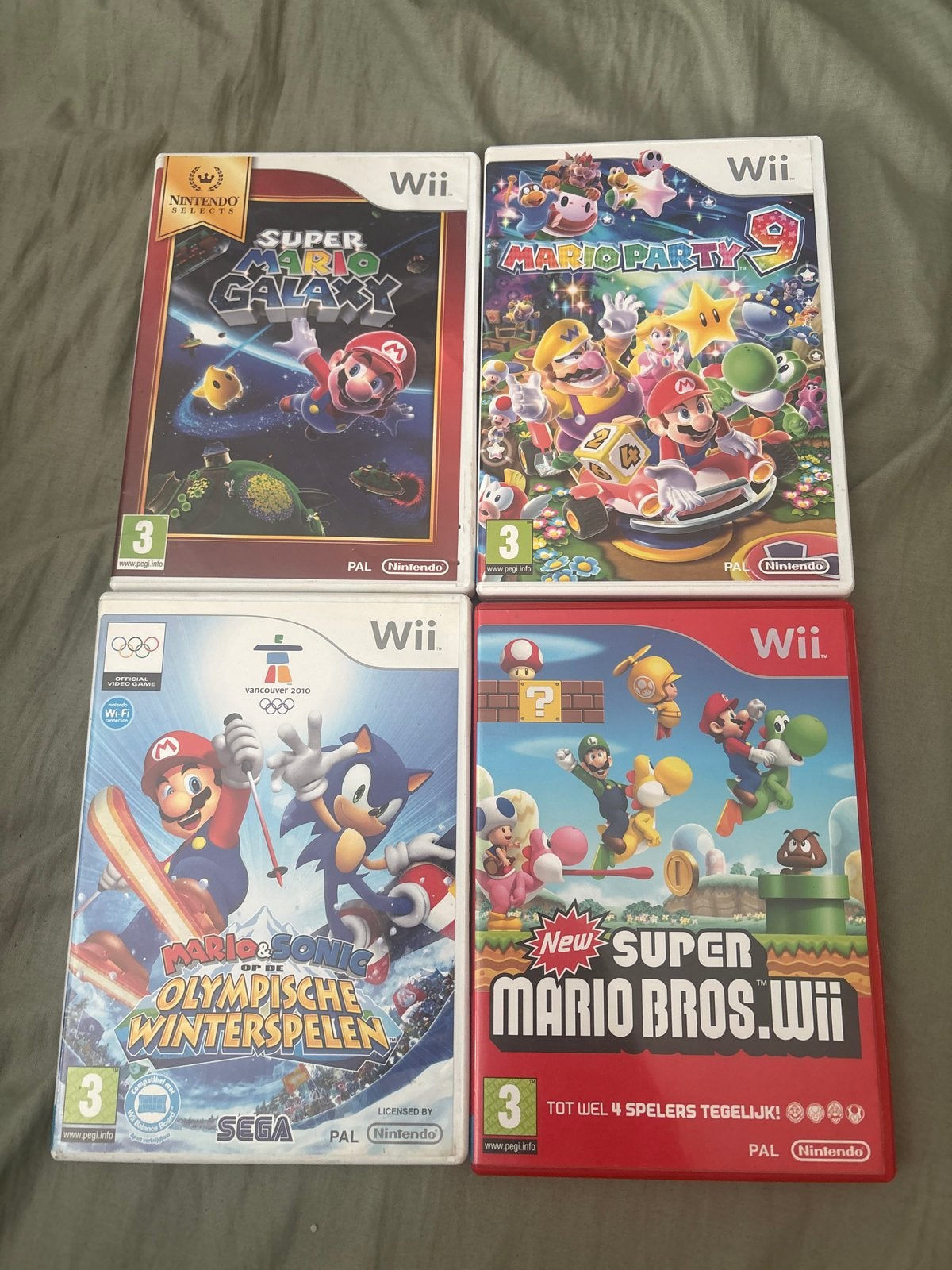 Wii Mario Games: Super Mario Galaxy, Party 9, Bros. & Olympi, Spelcomputers en Games, Gebruikt, 1 speler, Eén computer, Ophalen of Verzenden