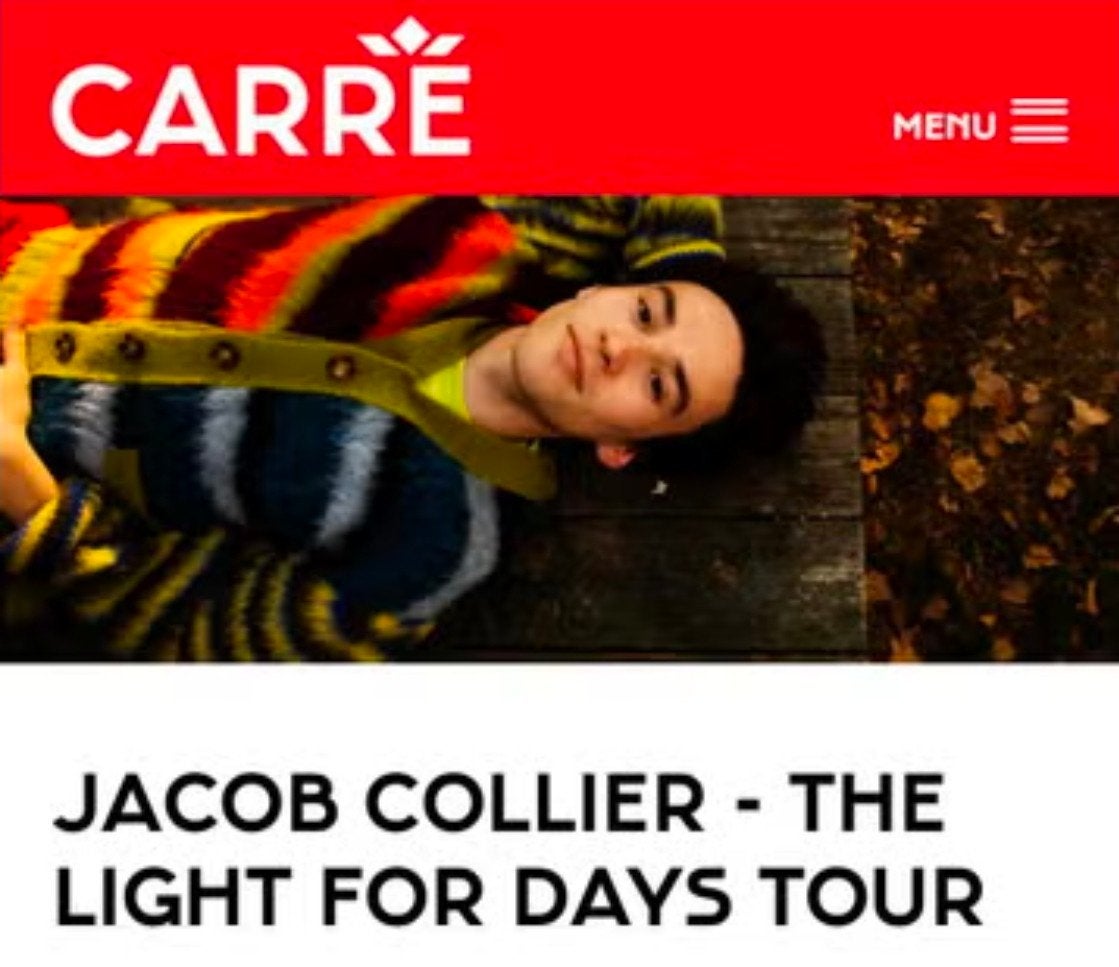 Gezocht: 2 kaarten voor Jacob Collier, 15 september, Carré