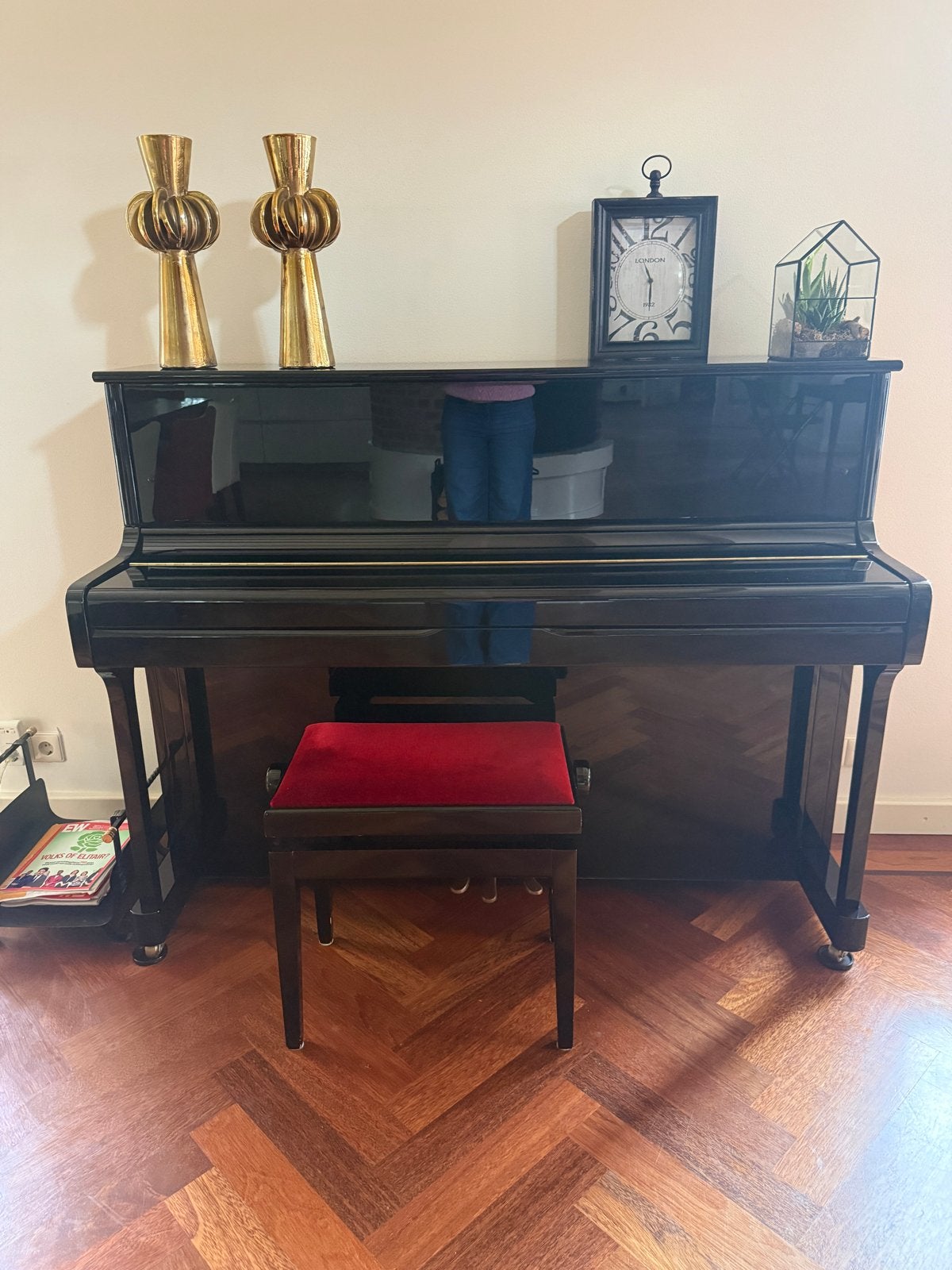 Mooie zwart glanzende Kawai piano + pianokruk te koop, Ophalen, Zwart, Zo goed als nieuw, Piano