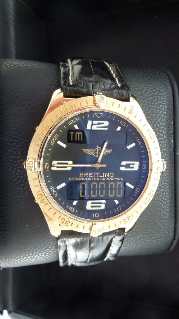 Breitling Aerospace 18k Limited Edition 008/100 Rare, Ophalen, Leer, Breitling, Polshorloge
