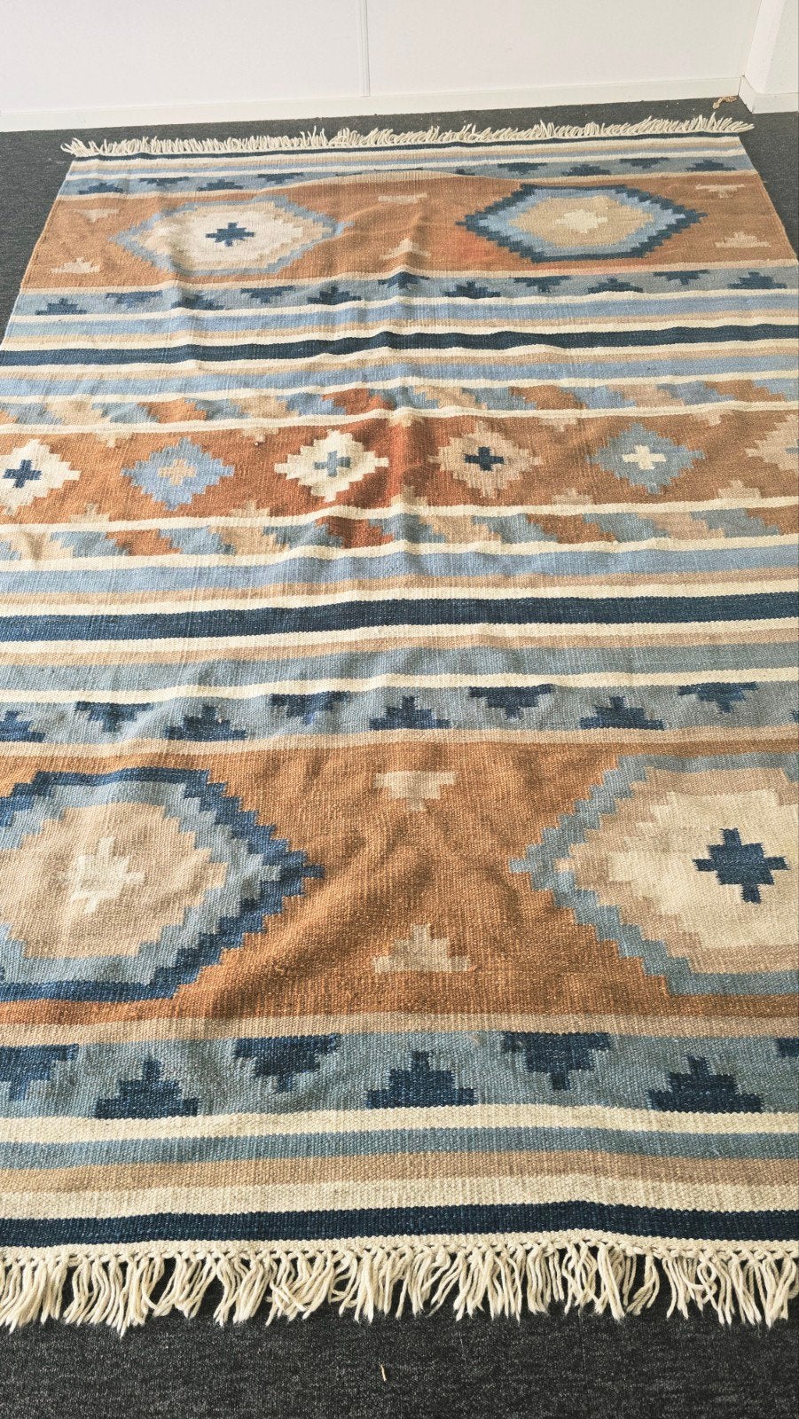 Kelim 300x200 wollen vloerkleed perzisch tapijt kilim, Gebruikt, 200 cm of meer, Geel, Ophalen of Verzenden
