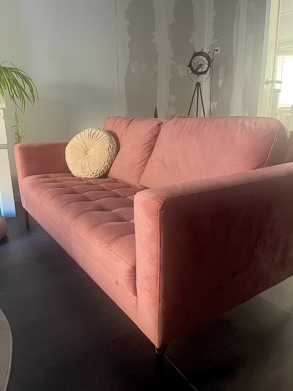 Velvet roze bank, Ophalen, Velvet/velours, 150 tot 200 cm, Tweepersoons