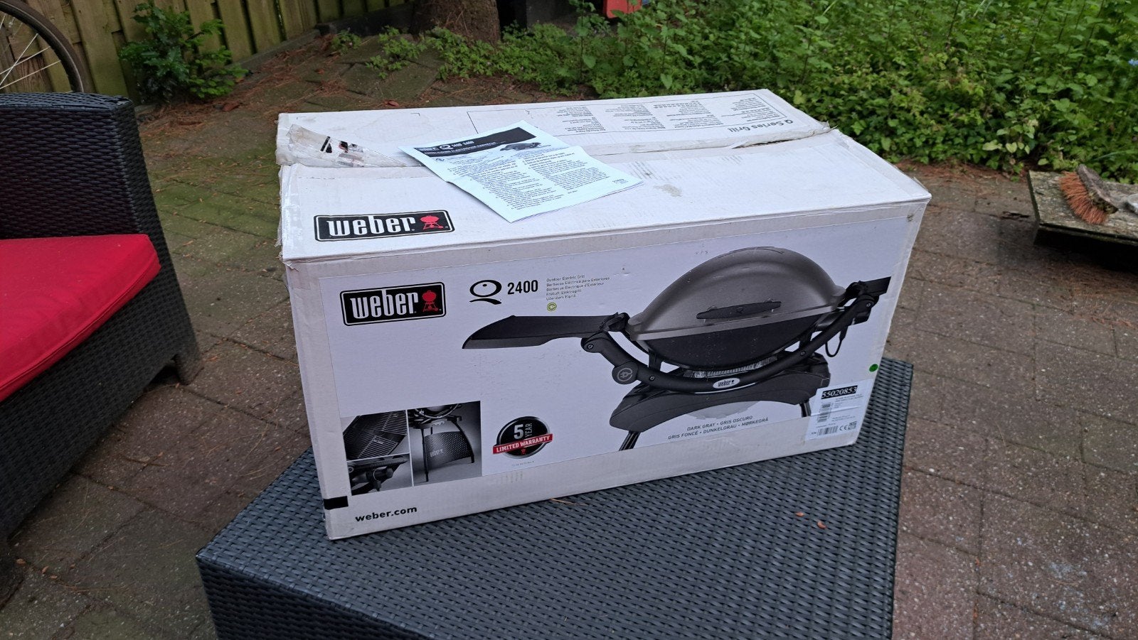 Lege doos voor Weber Q 2400 elektrische barbecue, Tuin en Terras, Elektrische barbecues, Ophalen, Zo goed als nieuw, Weber