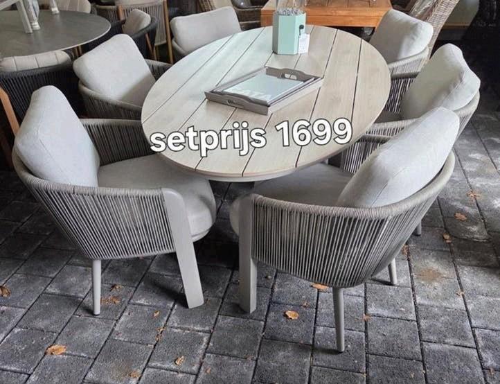 LUXE TUINSET GARDEN IMPRESSIONS OVALE TAFEL +6 DININGSTOELEN, Ophalen, Nieuw