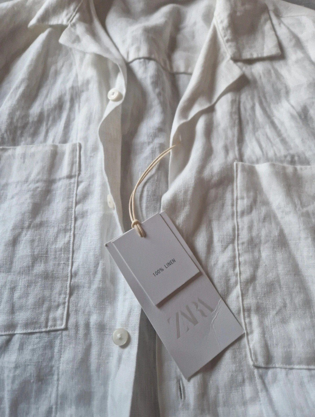 Zara Linnen overhemd wit - Maat S, Zara, Wit, Nieuw, Halswijdte 39/40 (M)