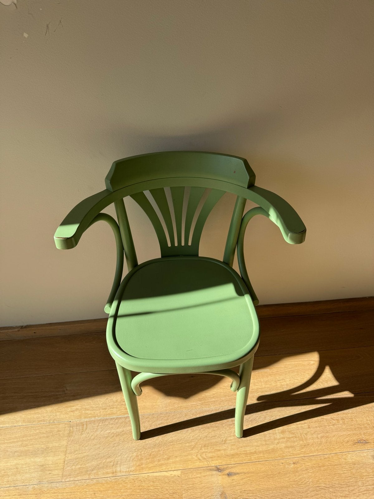 Groene houten stoel (2x), Ophalen, Gebruikt, Overige kleuren, Eén