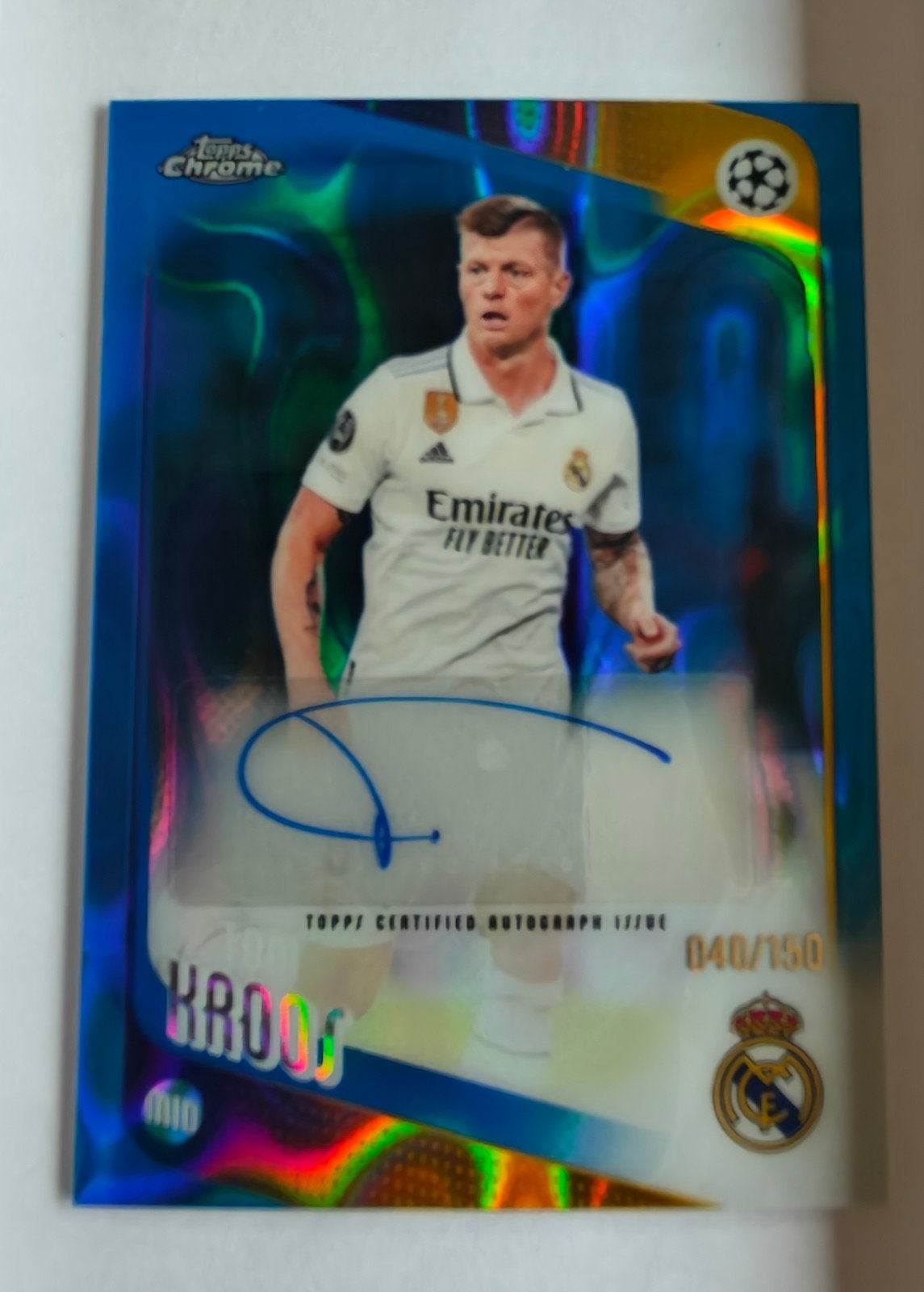 Toni Kroos Autograph Kaart /150 Topps Chrome 2026, Ophalen of Verzenden, Zo goed als nieuw, Buitenlandse clubs, Spelerskaart