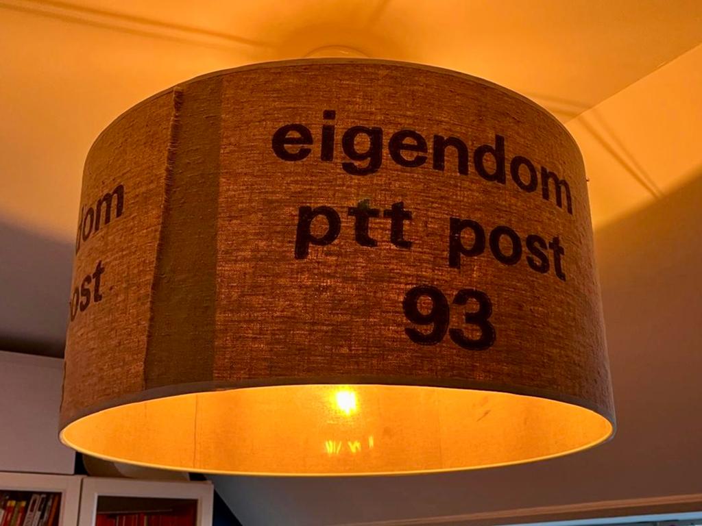 Lampenkap en pendel originele postzak PPT, Ophalen, Vintage, Zo goed als nieuw, Stof