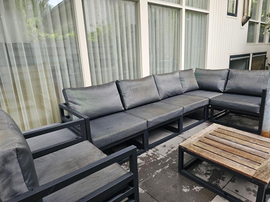 Life aluminium loungeset met tafel en 7 zitplaatsen, Tuin en Terras, Ophalen, Gebruikt, Bank, Aluminium