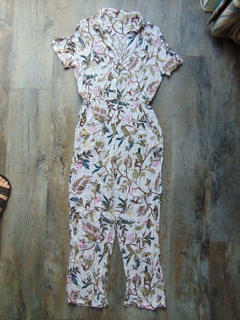 Jumpsuit ecru tropische print maat 38 C&A broekpak, Maat 38/40 (M), Wit, Ophalen of Verzenden, Zo goed als nieuw