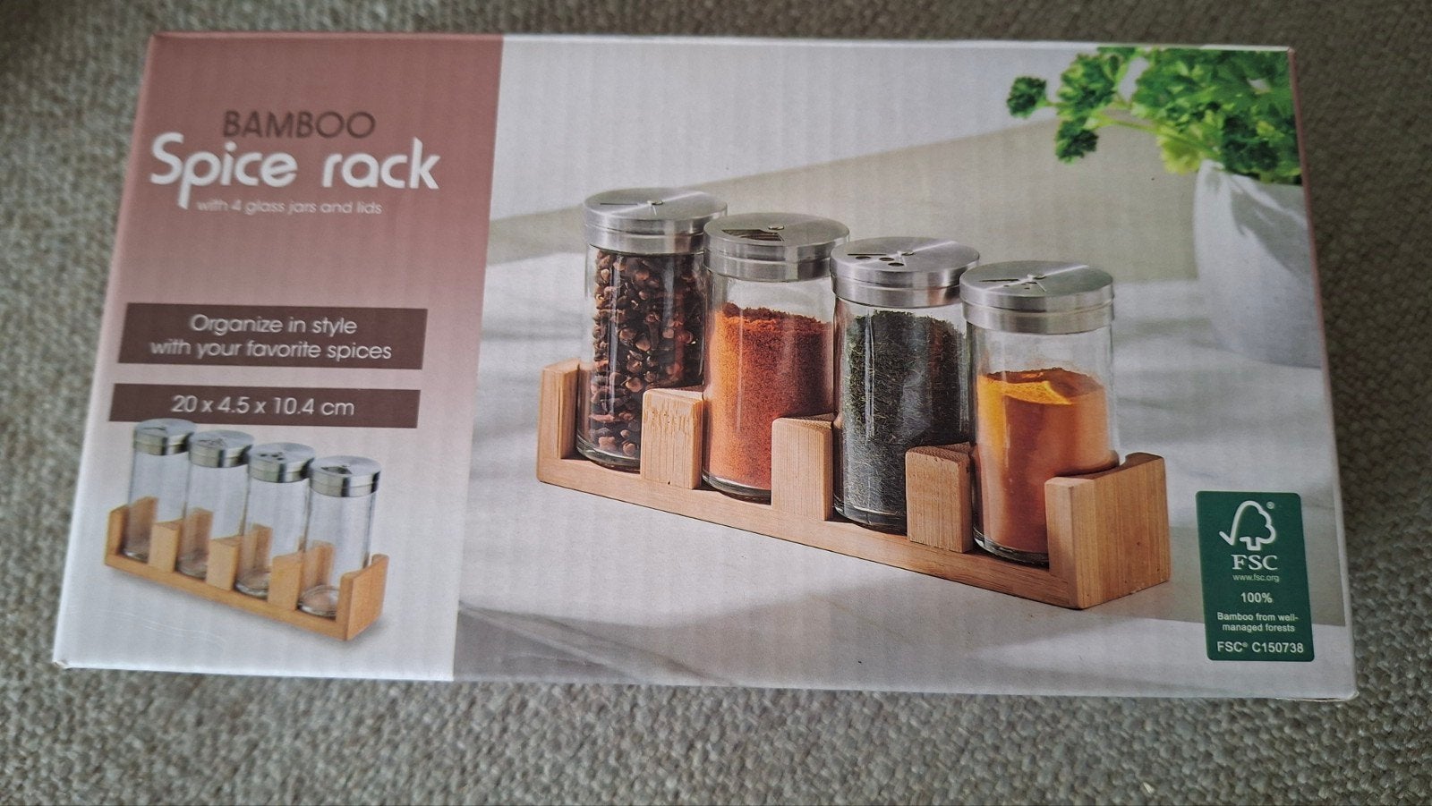kruidenrek met 4 potjes bamboo - Nieuw, Ophalen of Verzenden, Nieuw