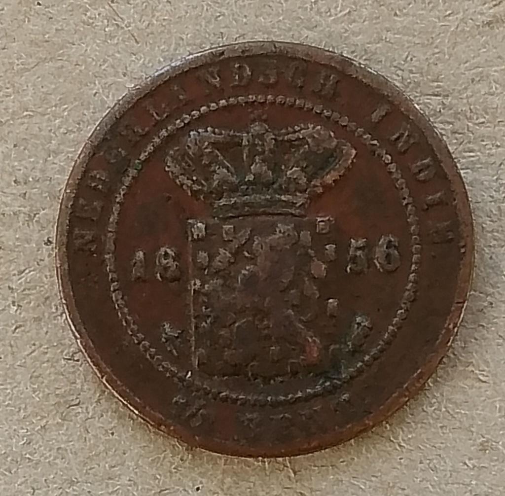 Nederlands Indië, 1/2 cent 1856, Ophalen of Verzenden, Zuidoost-Azië, Losse munt