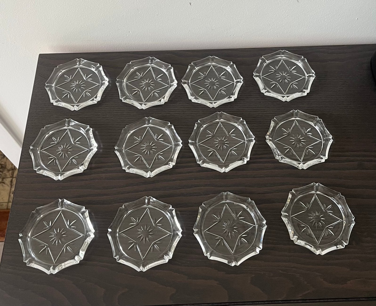 12 vintage kristallen ster onderzetters, Antiek en Kunst, Ophalen of Verzenden