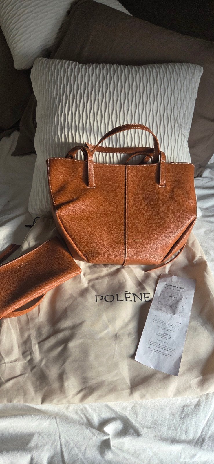 Polène Cyme Mini Camel, Sieraden, Tassen en Uiterlijk, Verzenden, Zo goed als nieuw, Bruin, Handtas