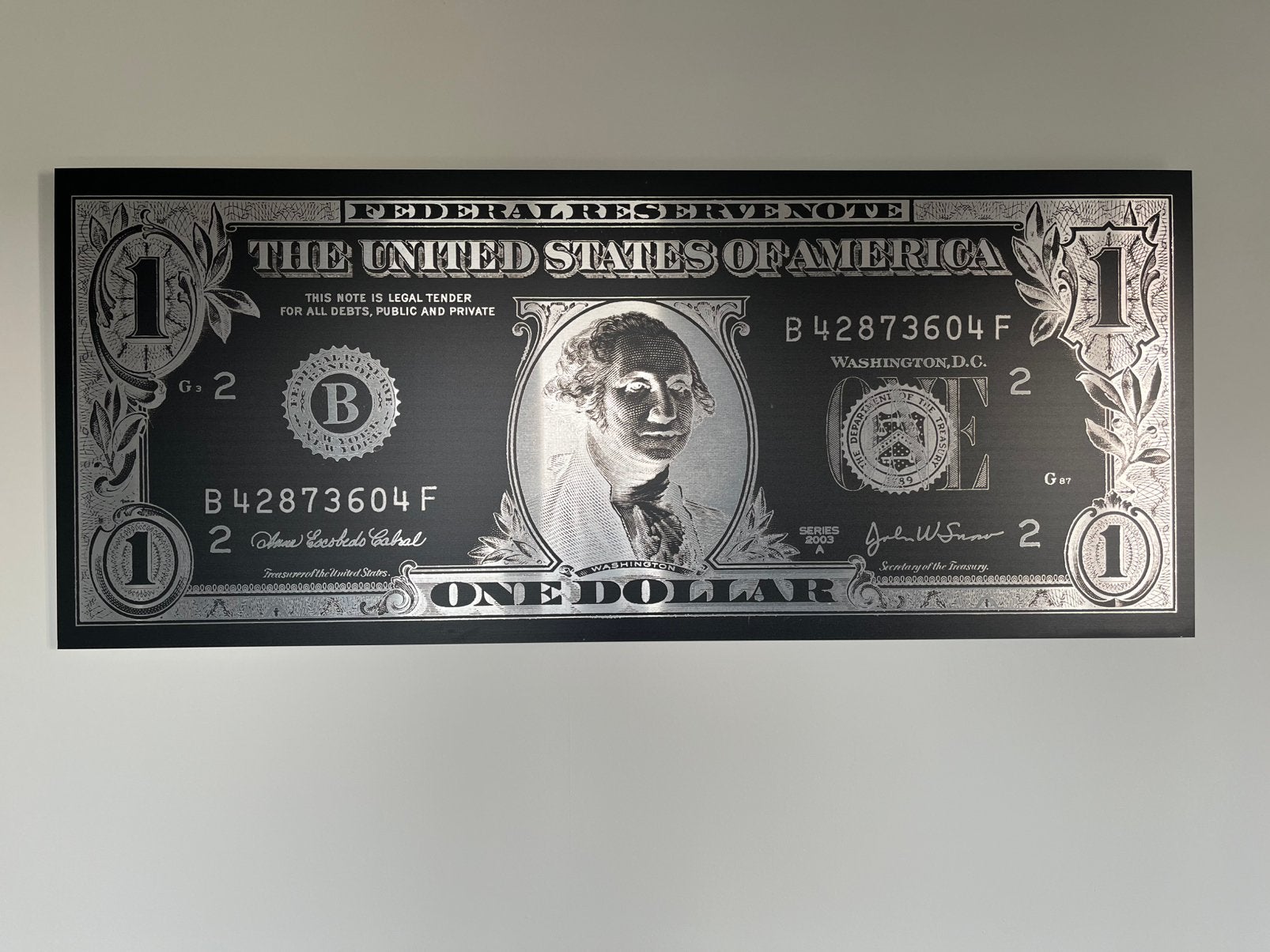 Dollar biljet schilderij, Ophalen, Overige materialen, Overige technieken, Figuren